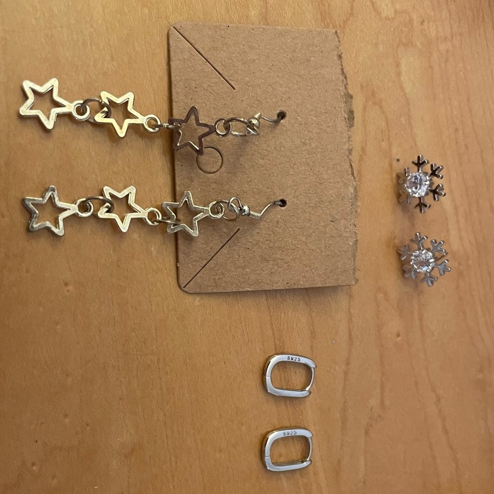 Set of 3 Silver Earrings